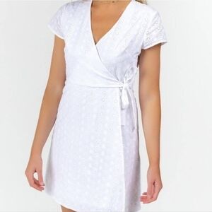 Jun & Ivy White Eyelet Wrap Dress